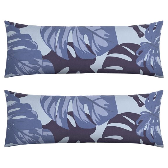 Floral Body Pillow Cover 20x54 - Leafy Tropical Design Full-Length Pillowcase - Invisible Zipper & Machine Washable Cover
