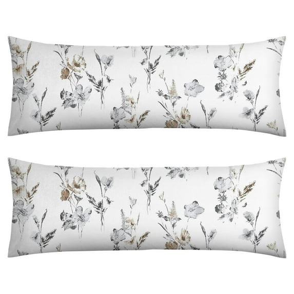 Floral Body Pillow Cover – Soft & Breathable, Hidden Zipper, 20"x54", Vintage Wildflower & Botanical Print with Butterflies & Bees – Gift for Side Sleepers, Pregnancy, Farmhouse Decor