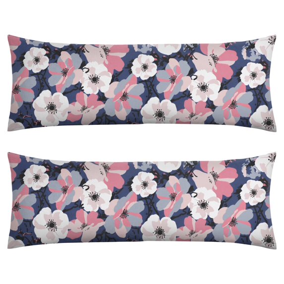 Floral Body Pillow Cover – Soft & Breathable, Hidden Zipper, 20"x54", Vintage Wildflower & Botanical Print with Butterflies & Bees – Gift for Side Sleepers, Pregnancy, Farmhouse Decor