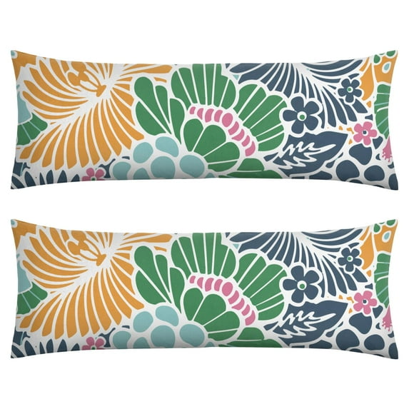 Floral Body Pillow Cover – Soft & Breathable, Hidden Zipper, 20"x54", Vintage Wildflower & Botanical Print with Butterflies & Bees – Gift for Side Sleepers, Pregnancy, Farmhouse Decor