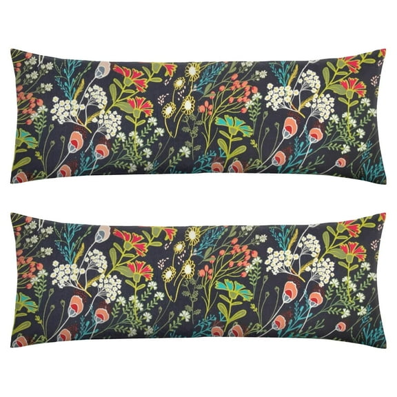 Floral Body Pillow Cover – Soft & Breathable, Hidden Zipper, 20"x54", Vintage Wildflower & Botanical Print with Butterflies & Bees – Gift for Side Sleepers, Pregnancy, Farmhouse Decor