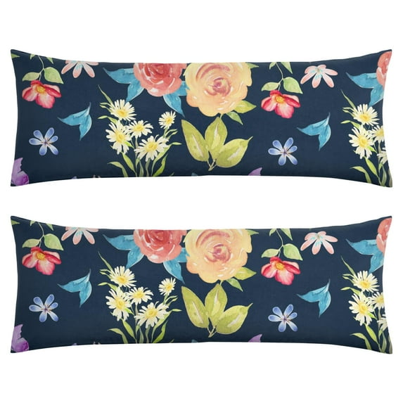 Floral Body Pillow Cover – Soft & Breathable, Hidden Zipper, 20"x54", Vintage Wildflower & Botanical Print with Butterflies & Bees – Gift for Side Sleepers, Pregnancy, Farmhouse Decor