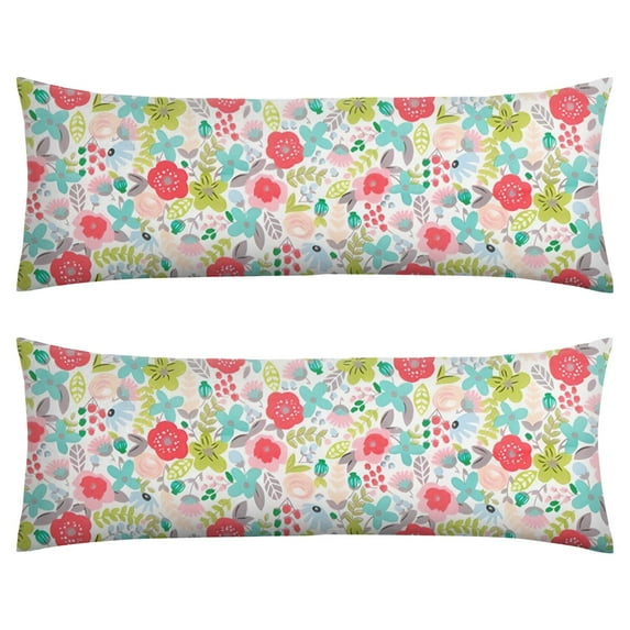 Floral Body Pillow Cover – Soft & Breathable, Hidden Zipper, 20"x54", Vintage Wildflower & Botanical Print with Butterflies & Bees – Gift for Side Sleepers, Pregnancy, Farmhouse Decor