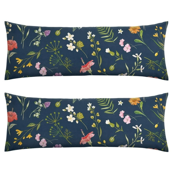 Floral Body Pillow Cover – Soft & Breathable, Hidden Zipper, 20"x54", Vintage Wildflower & Botanical Print with Butterflies & Bees – Gift for Side Sleepers, Pregnancy, Farmhouse Decor
