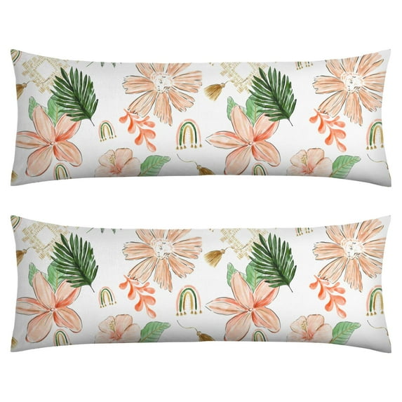 Floral Body Pillow Cover – Soft & Breathable, Hidden Zipper, 20"x54", Vintage Wildflower & Botanical Print with Butterflies & Bees – Gift for Side Sleepers, Pregnancy, Farmhouse Decor