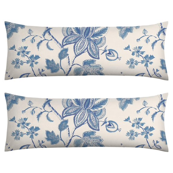 Floral Body Pillow Cover – Soft & Breathable, Hidden Zipper, 20"x54", Vintage Wildflower & Botanical Print with Butterflies & Bees – Gift for Side Sleepers, Pregnancy, Farmhouse Decor