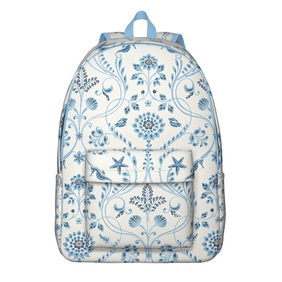 Floral Bohemian Laptop Backpack for School, Water-Resistant College Bookbag with Double Zippers and Side Pockets