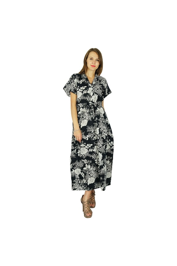 Floral Bohemian Phagun Cotton Caftan Dress Maxi Nightwear Kaftan