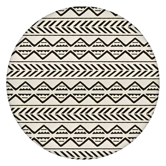 Floral Bohemian Round Table Cover Stretch Fit, 52-56 Inch Elastic Edge for Patio and Celebrations