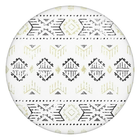 Floral Bohemian Round Tablecloth Elasticized, Stretch Cover for 38-42 Inch Tables, Fitted Design for Party Event Dining