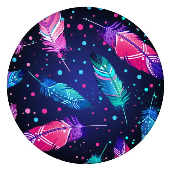 Floral Bohemian Style Round Tablecloth 44 Inch Elastic Edge for 38-42 Tables Easy Wipe Clean Surface Home and Events