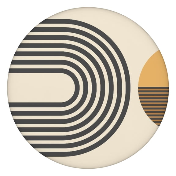 Floral Bohemian Style Round Tablecloth, Elastic Edge for 38-42 Inch Tables, 44" Wipe Clean Surface for Home, Cafe, and Events