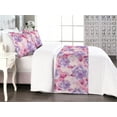 thumbnail image 1 of Floral Boho Bed Runner Set, Chill Vibes 90s Blooming Rose Pattern with Neutral Leaves Print, Decorative Bedding Scarf & 2 Pillow Shams for Hotels Homes, King, Magenta Blue Violet Blush, by Ambesonne, 1 of 3