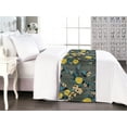 thumbnail image 1 of Floral Boho Bed Runner, Summer Vibes Drawn Flowers and Leaves Greenery on Rustic Back Print, Decorative Accent Bedding Scarf for Hotels Homes & Guest Rooms, Queen, Yellow Dark Turquoise, by Ambesonne, 1 of 3
