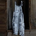 thumbnail image 1 of Floral Boho Cotton Linen Summer Overalls for Women 2025 Hippie Jumpsuit Print Spaghetti Strap Rompers Gray S, 1 of 4