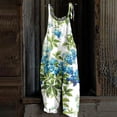 thumbnail image 1 of Floral Boho Cotton Linen Summer Overalls for Women Hippie Jumpsuit Print Spaghetti Strap Rompers Green 2XL, 1 of 4