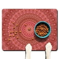 thumbnail image 1 of Floral Boho Dog Mat - Spiritual Healing Design, Non-Slip Rubber Bottom, Large Size for Bowls & Dishes, 1 of 3
