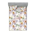 thumbnail image 1 of Floral Boho Fitted Sheet & Pillow Sham Set, Simple Design Japanese Feels Blooming Flowers Vintage and Leaves, Decorative Printed 3 Piece Bedding Decor, Queen, Ceil Blue Pale Rose White, by Ambesonne, 1 of 2
