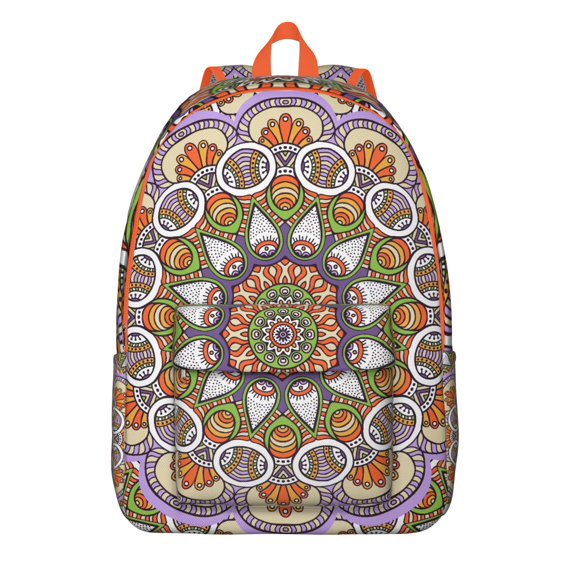 Floral Boho Mandala Print Laptop Backpack for Women Men, Lightweight Durable Bookbag for College School, Large Capacity Rucksack for Work Travel Gift