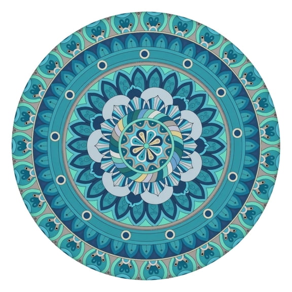 Floral Boho Print Stretch Tablecloth for Round Tables, Fits 38"-42", 44" Diameter Easy Clean Cover for Thanksgiving & Christmas