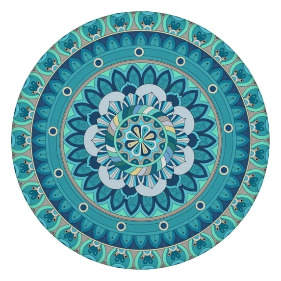 Floral Boho Print Stretch Tablecloth for Round Tables, Fits 38"-42", 44" Diameter Easy Clean Cover for Thanksgiving & Christmas