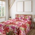 thumbnail image 1 of Ambesonne Floral Boho Fitted & Flat Sheet with Shams 4 Pcs Set, Fantasy Tiger Lily Art, King, Dark Coral Hot Pink, 1 of 1