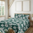 thumbnail image 1 of Ambesonne Floral Boho Fitted & Flat Sheet with Sham 3 Pcs Set, Art Peony Hummingbird, Twin XL, Jade Green and Ivory, 1 of 1