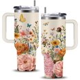 thumbnail image 1 of Floral Boho Tumbler 40oz, Flowers Gifts, Flower Coffee Cup Gifts for Women Girls, Abstract Retro Mid Century Flower Gift for Her on Christmas Birthday Mothers Day, 1 of 8