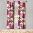 thumbnail image 1 of Floral Boho Window Curtains, Eschscholzia Daisy and Dahlia Pattern with Greenish Leafy Dreamy Art, Lightweight Decor 2-Panel Set with Rod Pocket, Pair of - 28"x84", Pastel Pink Raspberry, by Ambesonne, 1 of 3