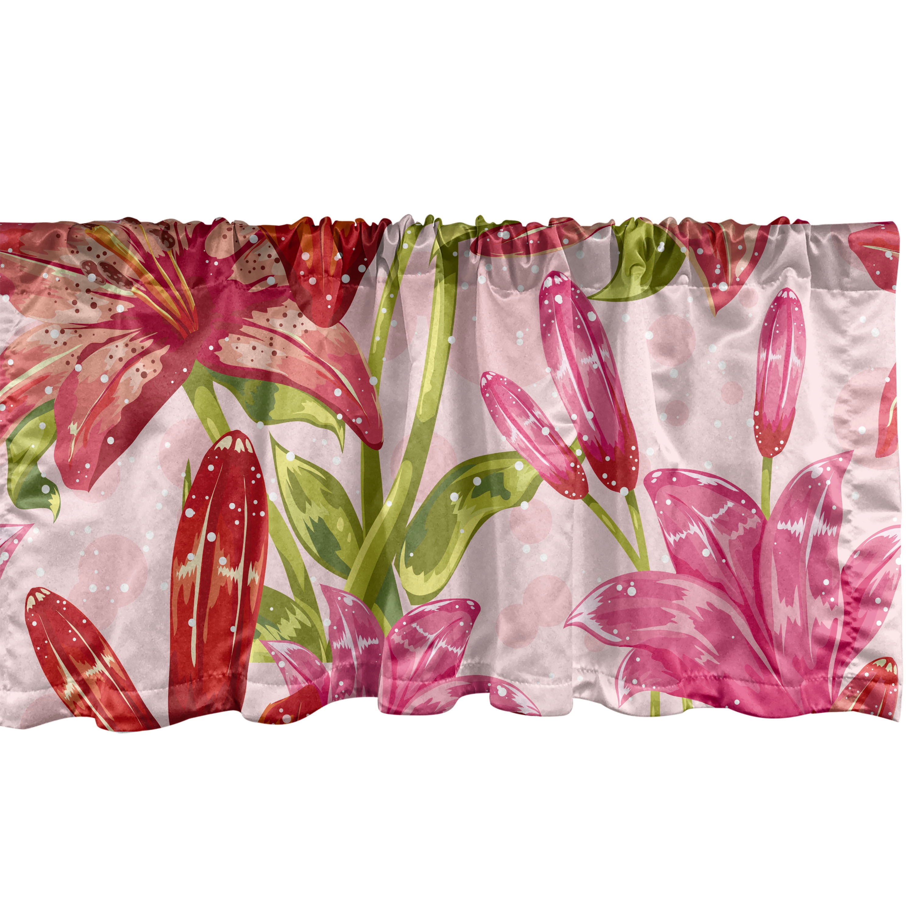 Floral Boho Window Valance, Fantasy Themed Tiger Lily Pattern with ...