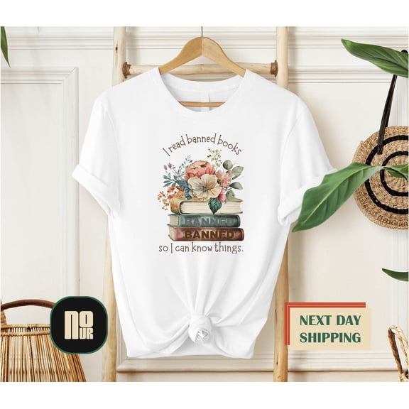 Floral Book Shirt, I'M With The Banned, Banned Books Shirt, Reading Shirt, Book Shirt, Librarian Shirt, Book Lover , Librarian S TSHIRT All Size S-5XL