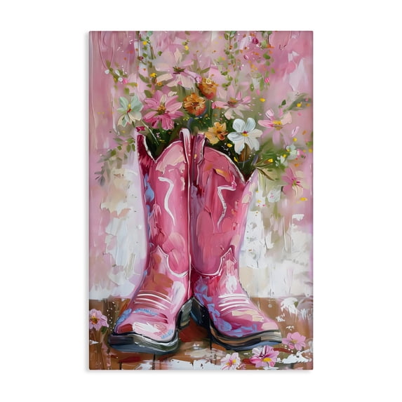 Stupell Industries Floral Boots Pink Cowgirl Canvas Wall Art, design by LSR Design Studio