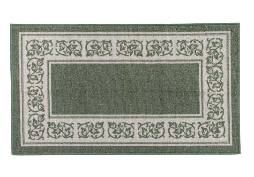 Floral Border Area Rugs Size 20" x 30", Color Green