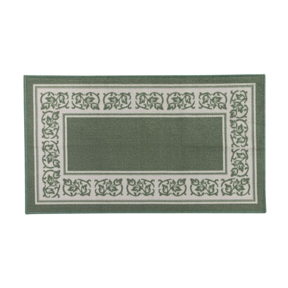 Floral Border Area Rugs Size: 26"x 45", Color: Green