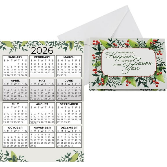 Floral Border Calendar Card Set of 20