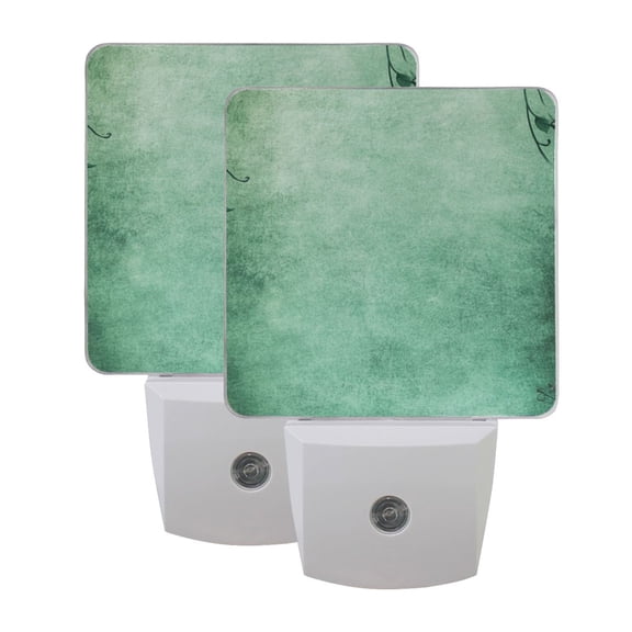 Floral Border on Green Background LED Night Light with Smart Sensor Plug Into Wall Dusk to Dawn 2 packs