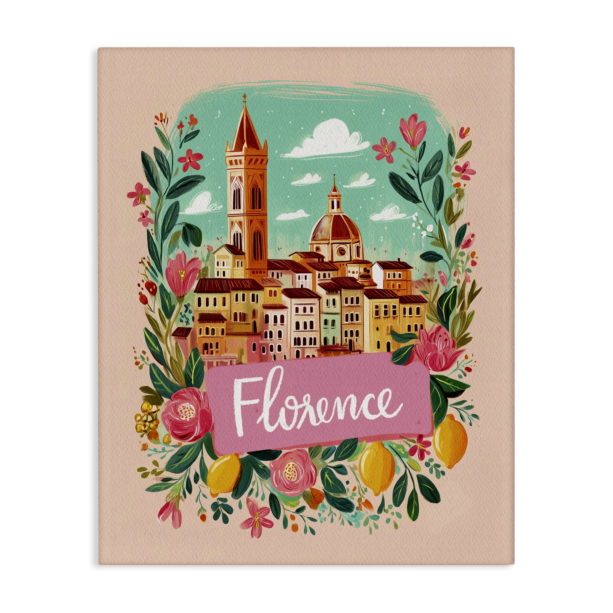 Floral Bordered Florence Canvas Wall Art, design by Yen
