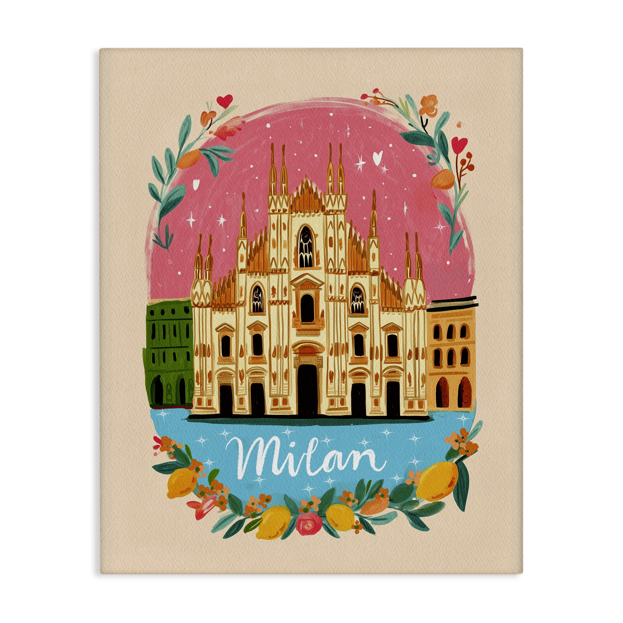 Floral Bordered Milan Canvas Wall Art, design by Yen