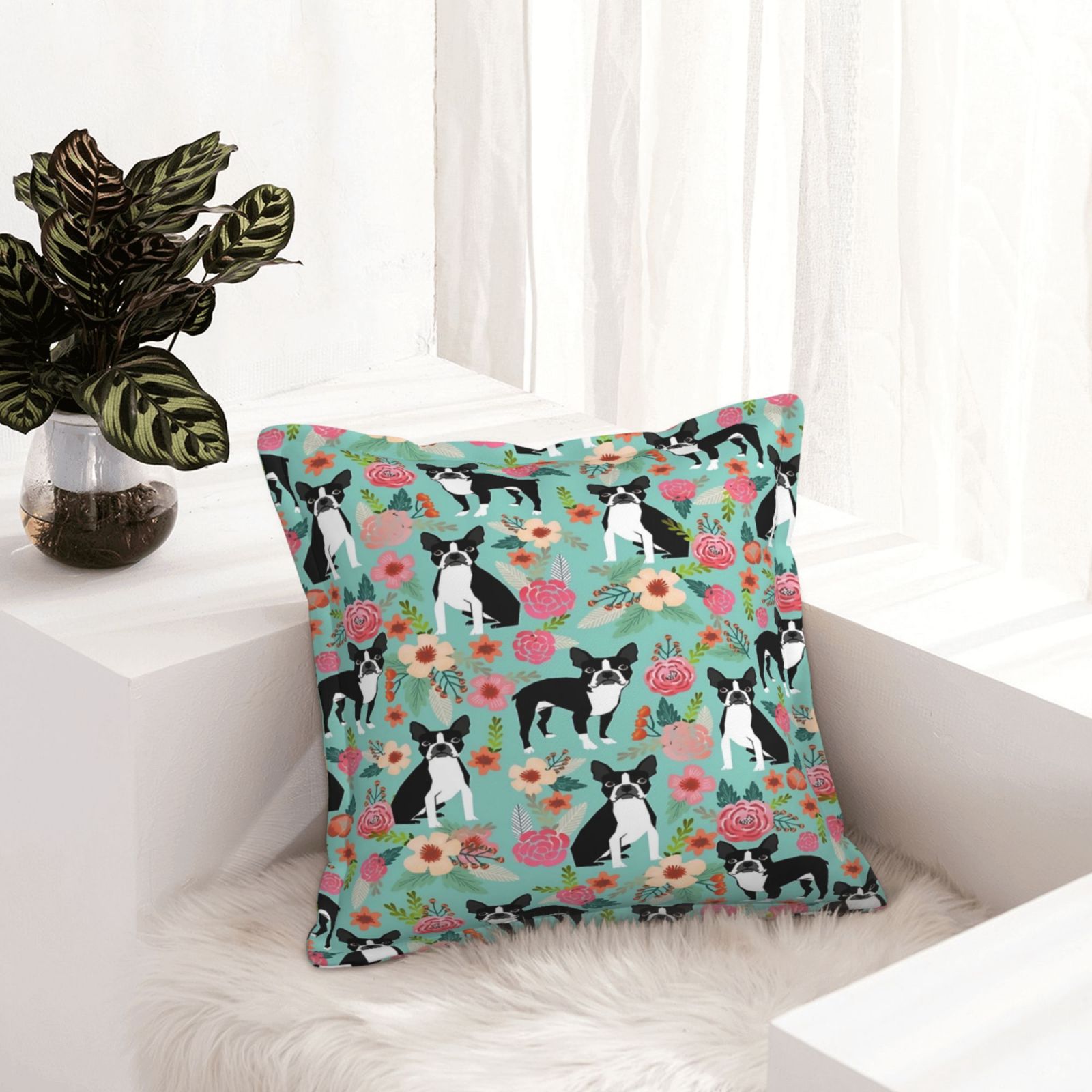 Floral Boston Terrier Cute Dog Spring Bloom Love Valentines Day Gift