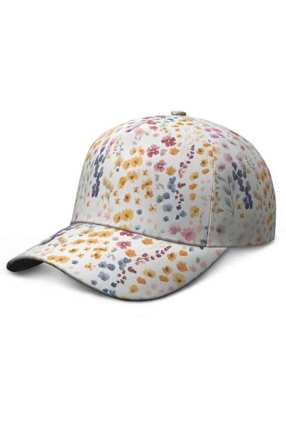 Floral Botanical Baseball Cap – Vintage Wildflower Adjustable Dad Hat with Modern Farmhouse Autumn Leaves Design, Watercolor Artistic Pattern, Comfortable Unstructured Snapback
