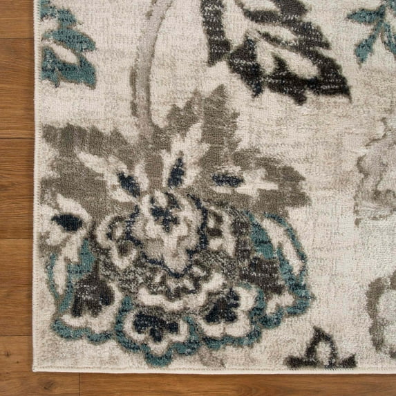 Floral Botanical Jacobean Area Rug or Runner, 7' x 9', Deep Royal