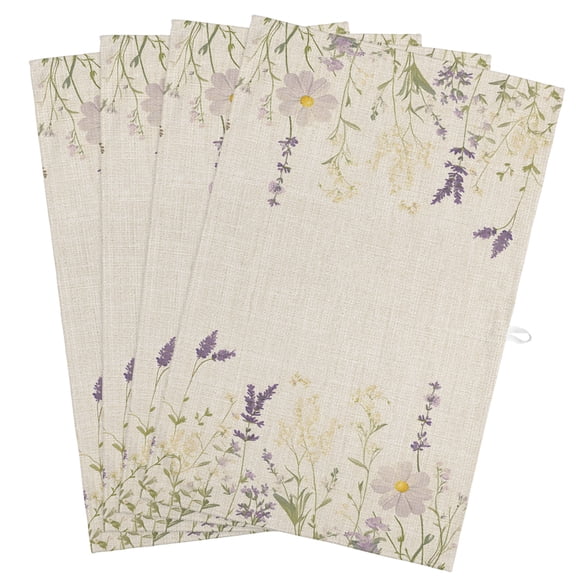 Floral Botanical Kitchen Towels, Absorbent Microfiber Kitchen Dish Hand Tea Bath Towel, Spring Retro Flowers Quick Dry Cleaning Cloth Dishclothes Decorative Sets, (4-PC, 18x28)