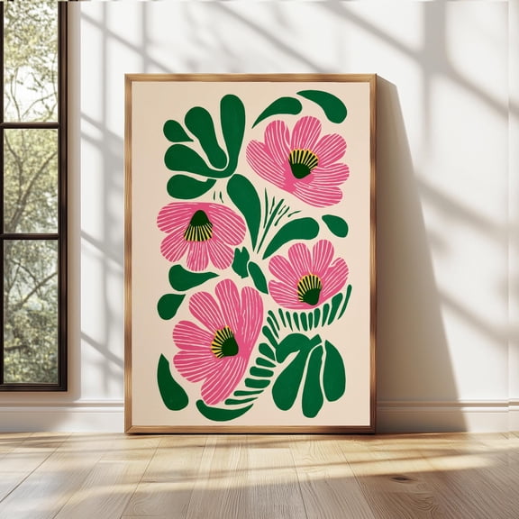 Floral Botanical Poster Bright Abstract Flower Botanical Poster Abstract Floral Wall Arthand Drawn Poster Boho Flower Poster , Poster Print Only