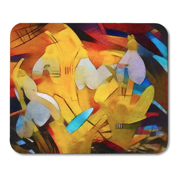 Floral Bouquet Abstraction in The Modern of Kandinsky Executed Oil on Canvas Pastel Painting Mousepad Mouse Pad Mouse Mat 9x10 inch