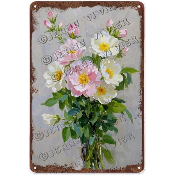 Floral Bouquet Vintage Wall Art Metal Sign 12x16 Inch Rustic Decor for Home, Kitchen, and Balcony | Gift Idea for Wedding, Birthday, and Mother's Day