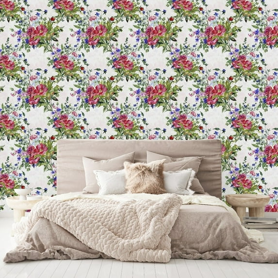 Floral Bouquet Wallpaper Peel-and-Stick - 25"W x 225"H