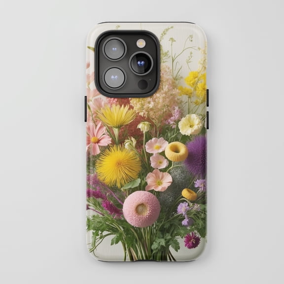 Floral Bouquet for All iPhone Series Tough Phone Case Floral Art White