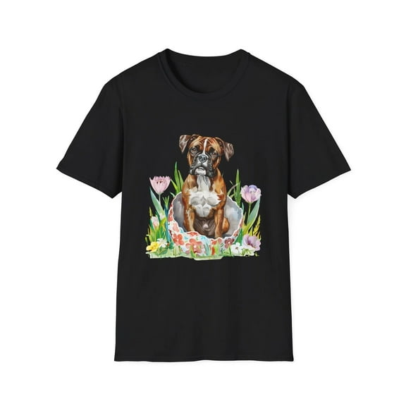 Floral Boxer Dog T-Shirt, Pet Lover Gift, Cute Animal Tee, Summer Style