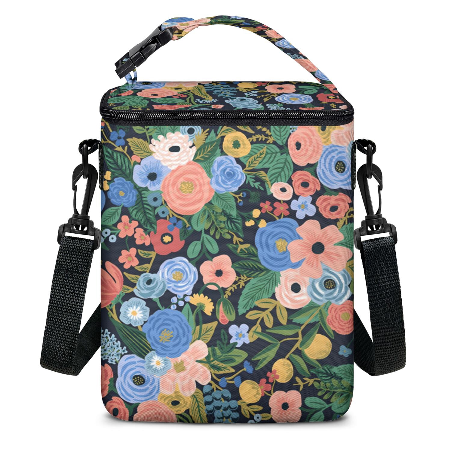 Floral Breastmilk Cooler Bag with Ice Pack Fits 4 Baby Bottles Up To 9 Ounce Insulated Baby Bottle Bag Breast Milk Cooler on the Go with Strap Baby Bottle Cooler Bag for Nursing Mom Daycare or Travel