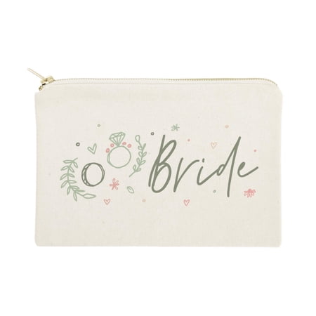 Floral Bride Cotton Canvas Cosmetic Bag